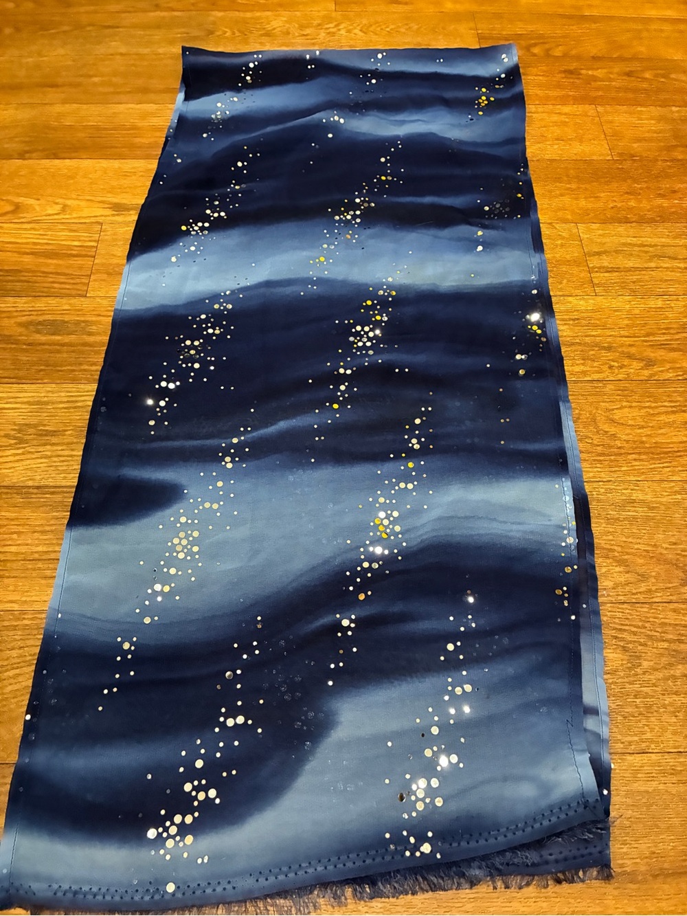 Navy Blue Gradient Scarf with Metallic Dot Detail